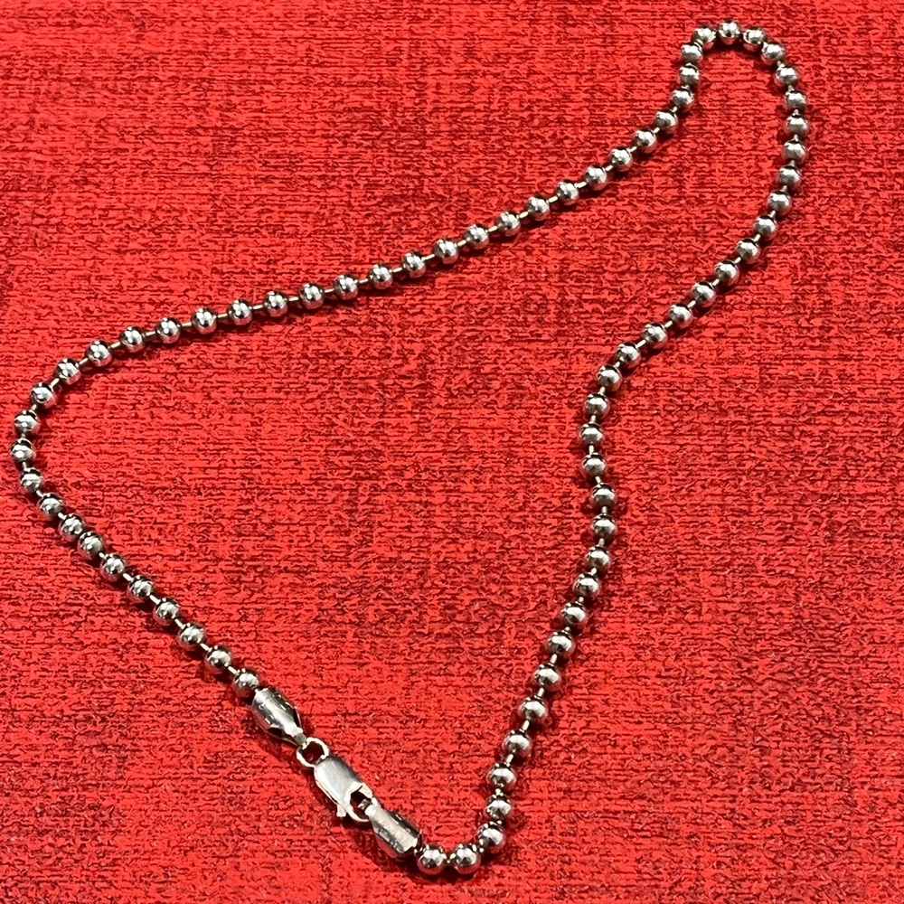 🔵PRE-LOVED AUTHENTIC STERLING SILVER SOLID BALL LINK CHAIN/CHOKER NECKLACE - Picture 11 of 13